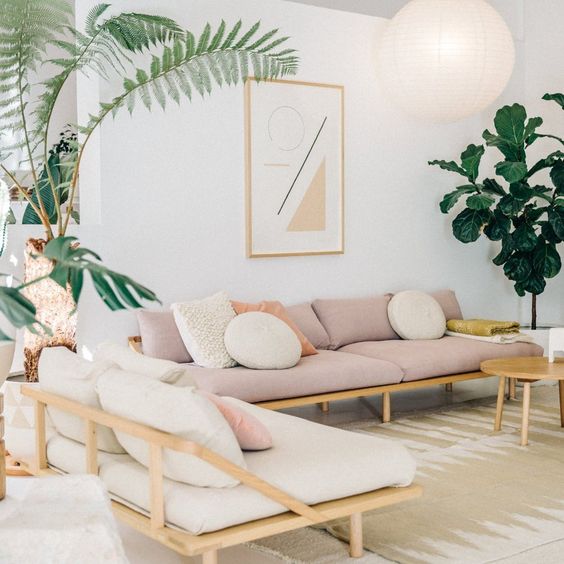 Ruang Tamu Apartemen Mewah Warna Pastel