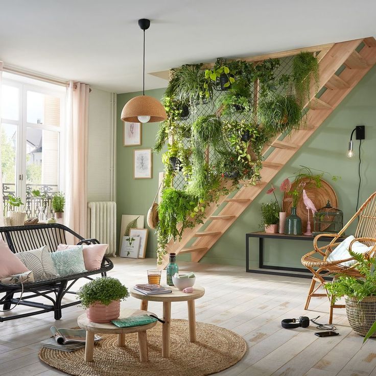 ruang tamu bergaya urban jungle